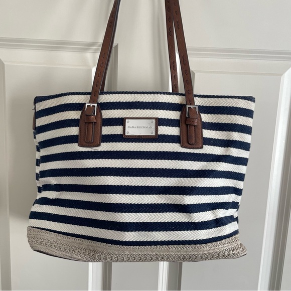 Dana Buchman Handbags - Dana Buchman Navy and White Striped Tote Shoulder  NWOT